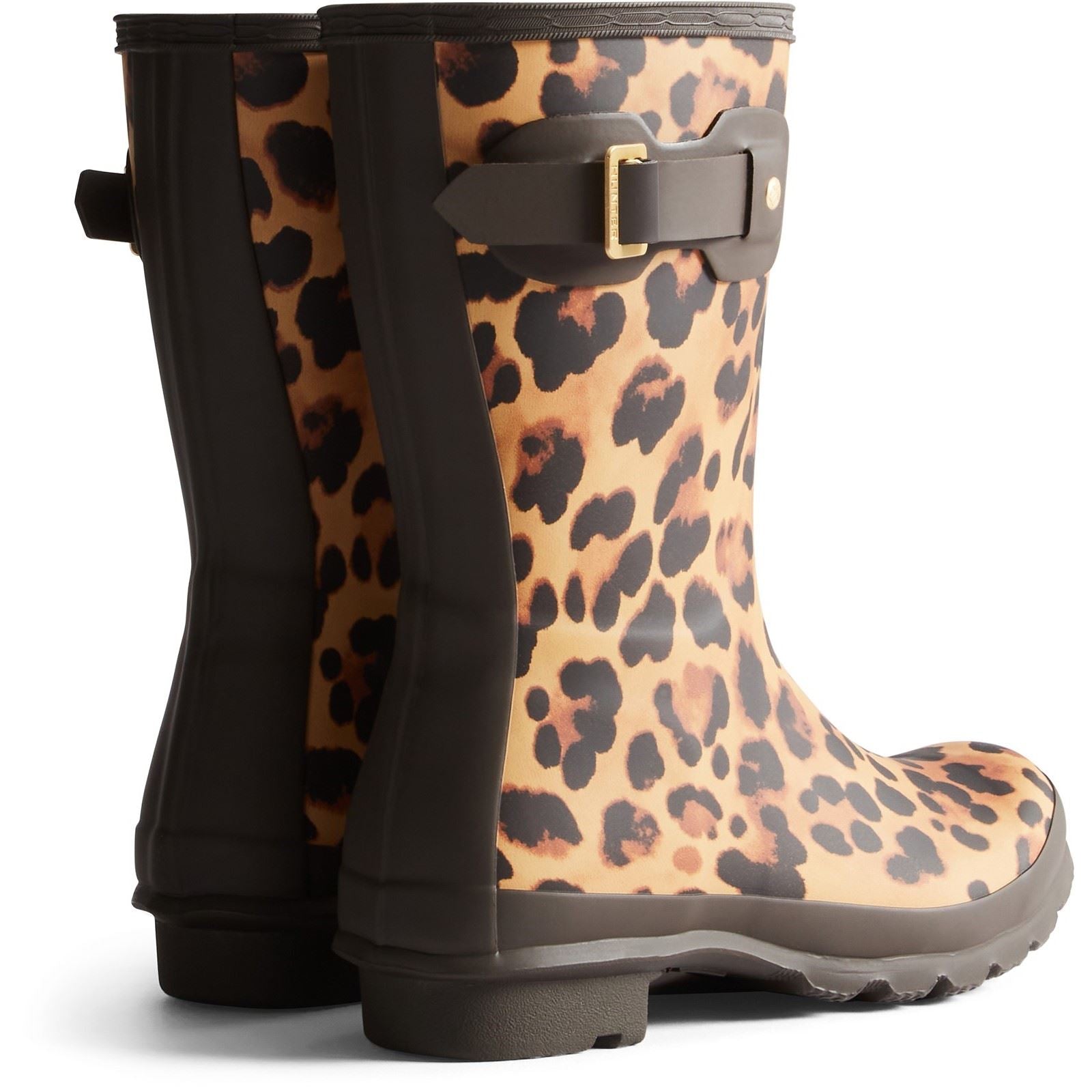 Hunter Original Short Leopard Boot Rubber Women's Leopard Print/Chocolate Brown Wellington Boots