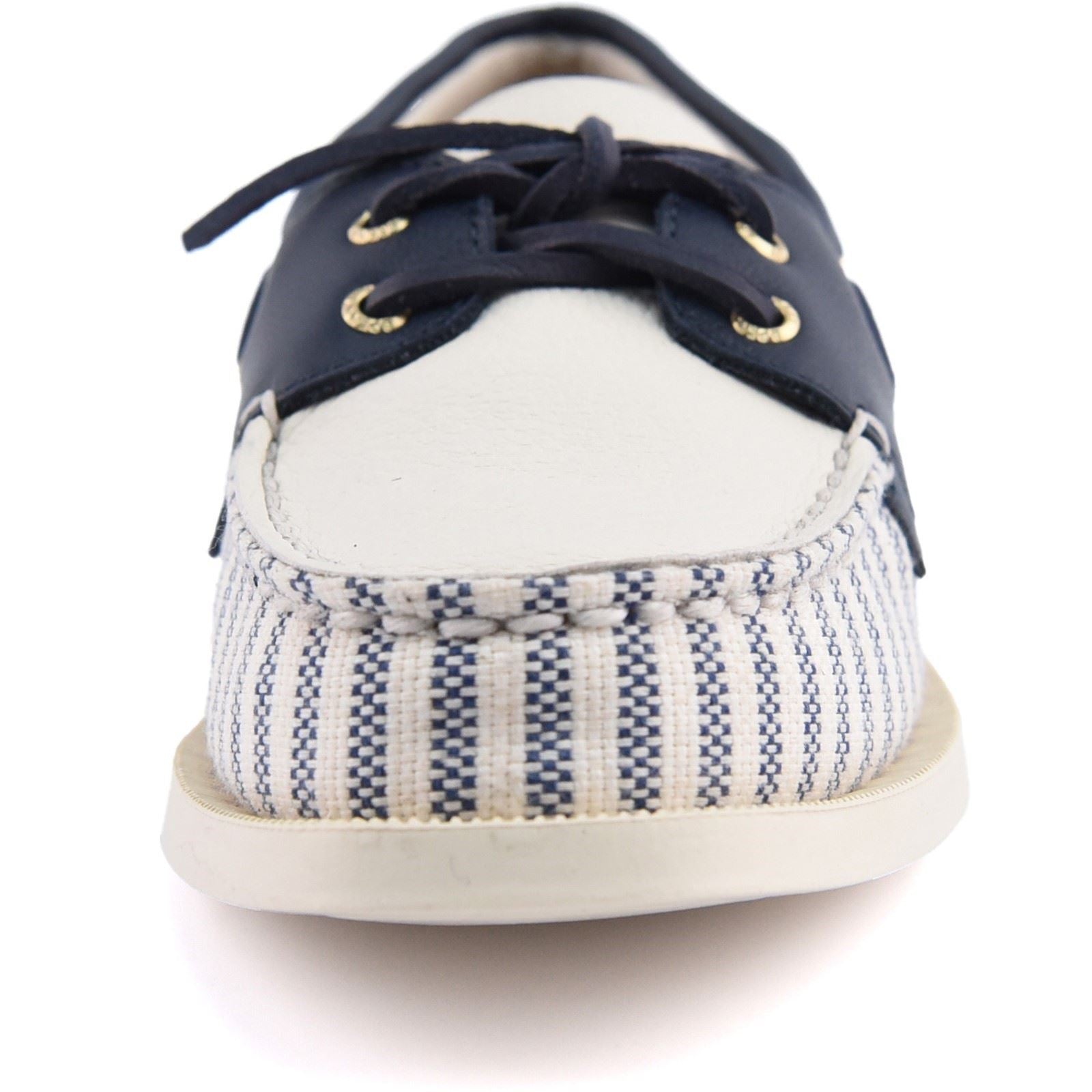 Sperry Authentic Original Textile Women's White/Navy Standard Boat Shoes