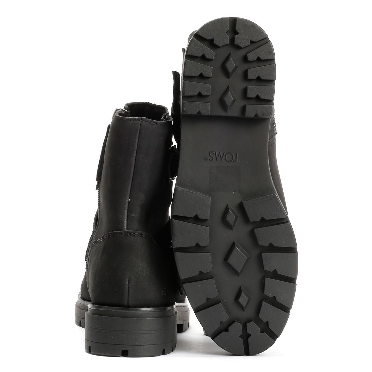 TOMS Ionie Moto Nubuck Leather Women's Black Boots