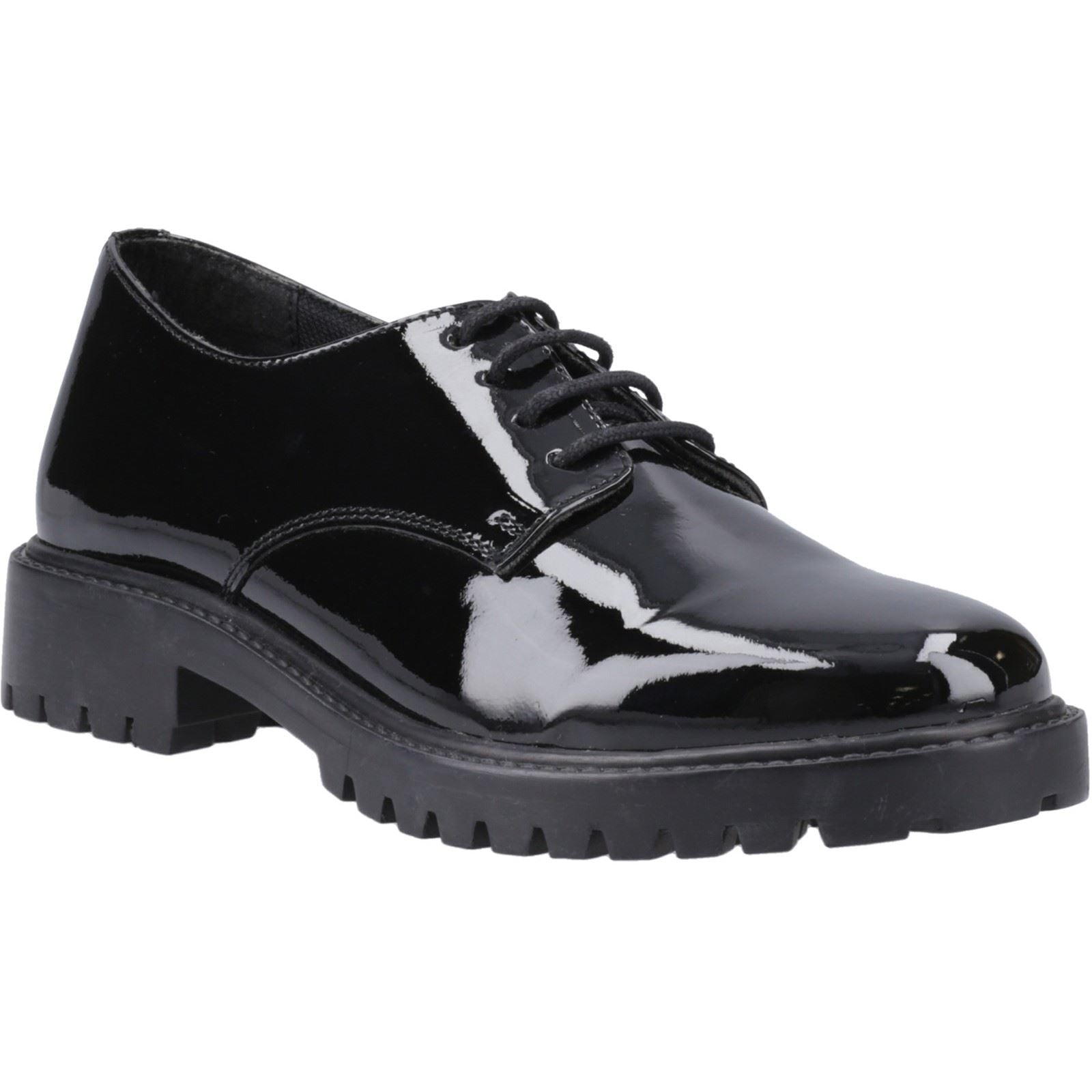 Hush Puppies Aubrey Leather Youth Girl's Black Derby Shoes