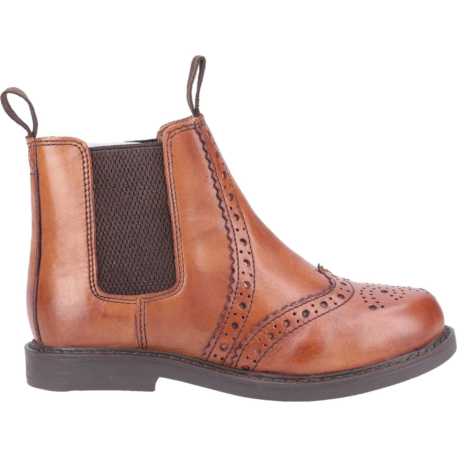 Cotswold Nympsfield Leather Boy's Tan Flat Chelsea Boots