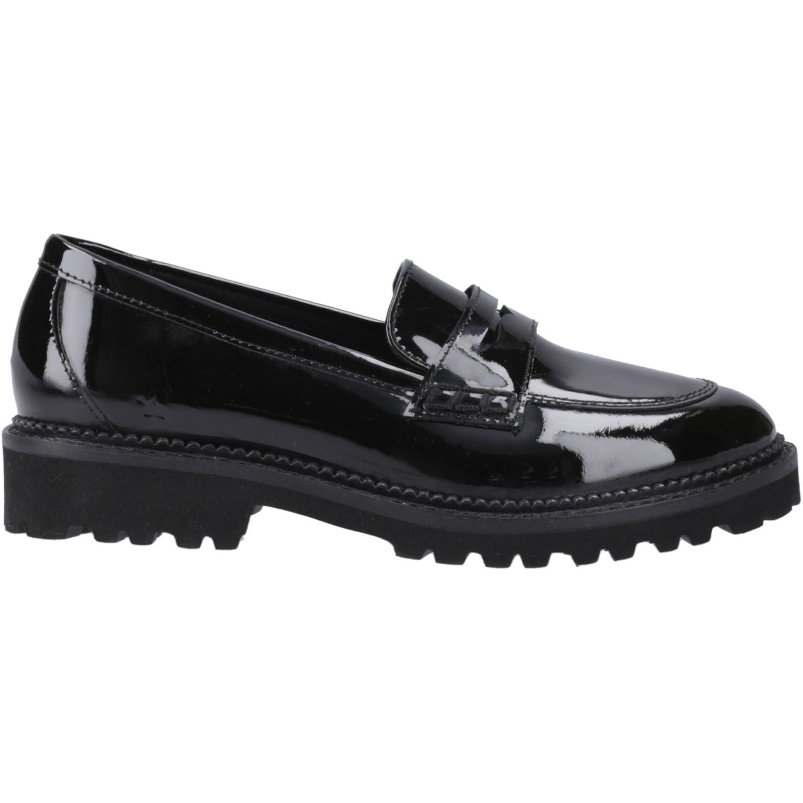 Hush Puppies Grazia Patent Leather Junior Black Loafers