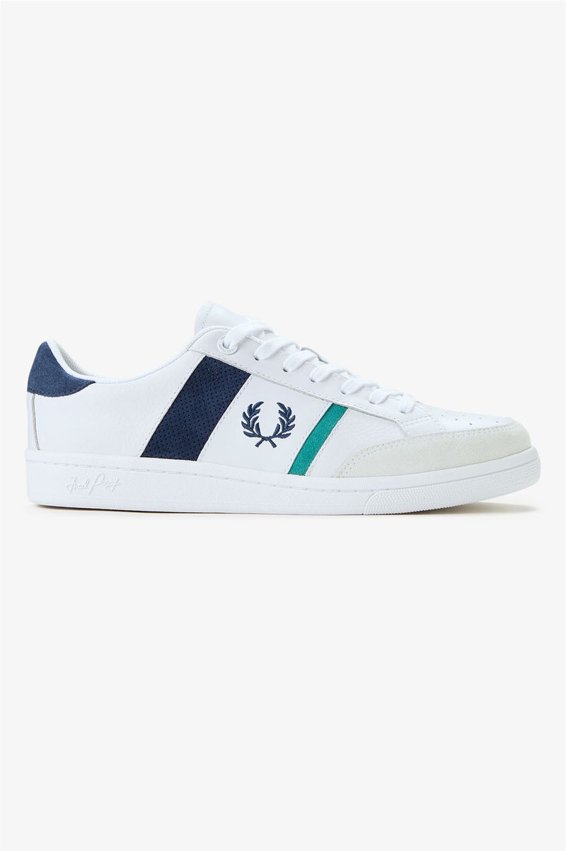 Fred Perry B725 Leather Suede Men's White/Navy/Mint Trainers