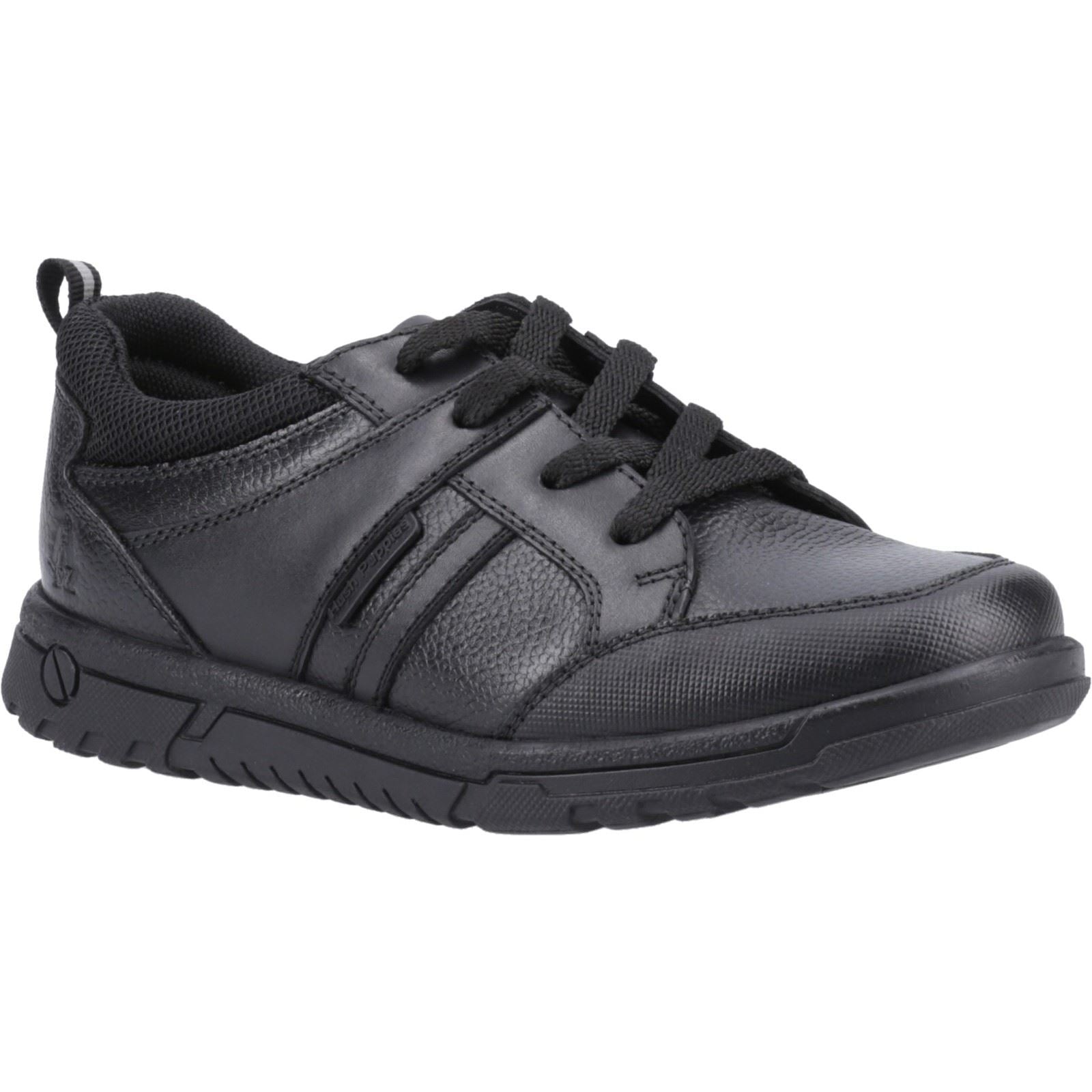 Hush Puppies Steven Leather Youth Boy's Black Lace-Up Shoes