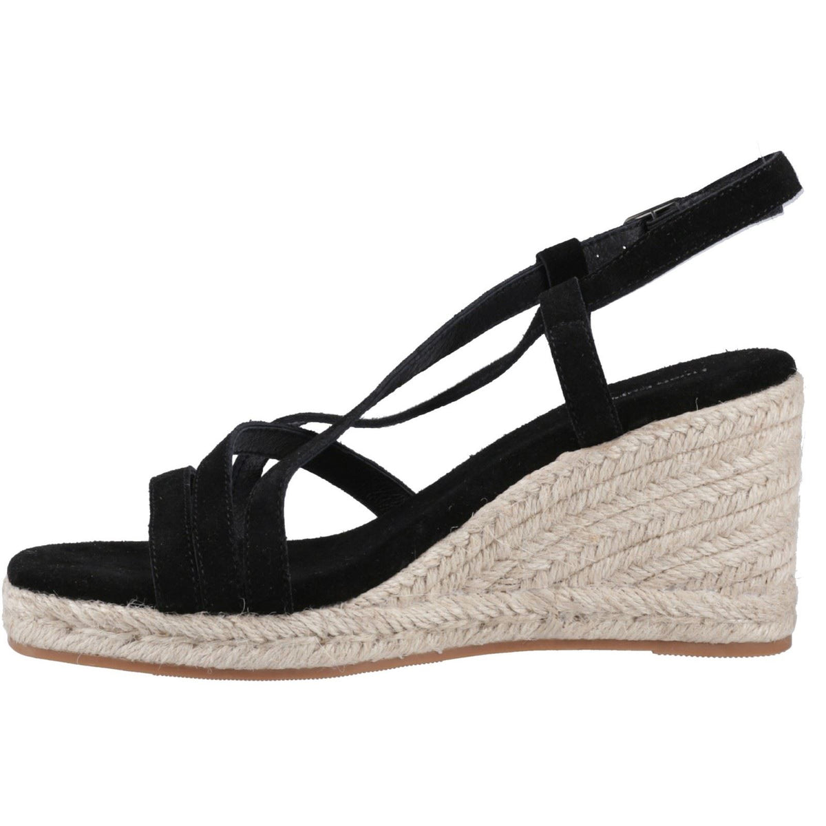 Hush Puppies Jenny Espadrille Wedge Suede Women's Black Wedges