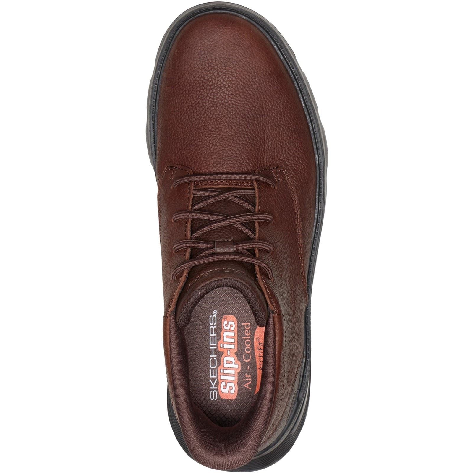 Skechers Arch Fit Garza Ridley Leather Men's Brown Ankle Boots