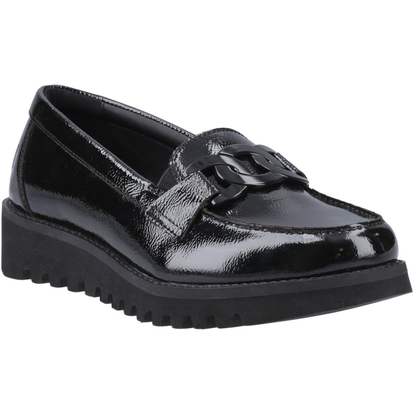 Hush Puppies Francis Youth Girl's Black Patent Leather Loafers