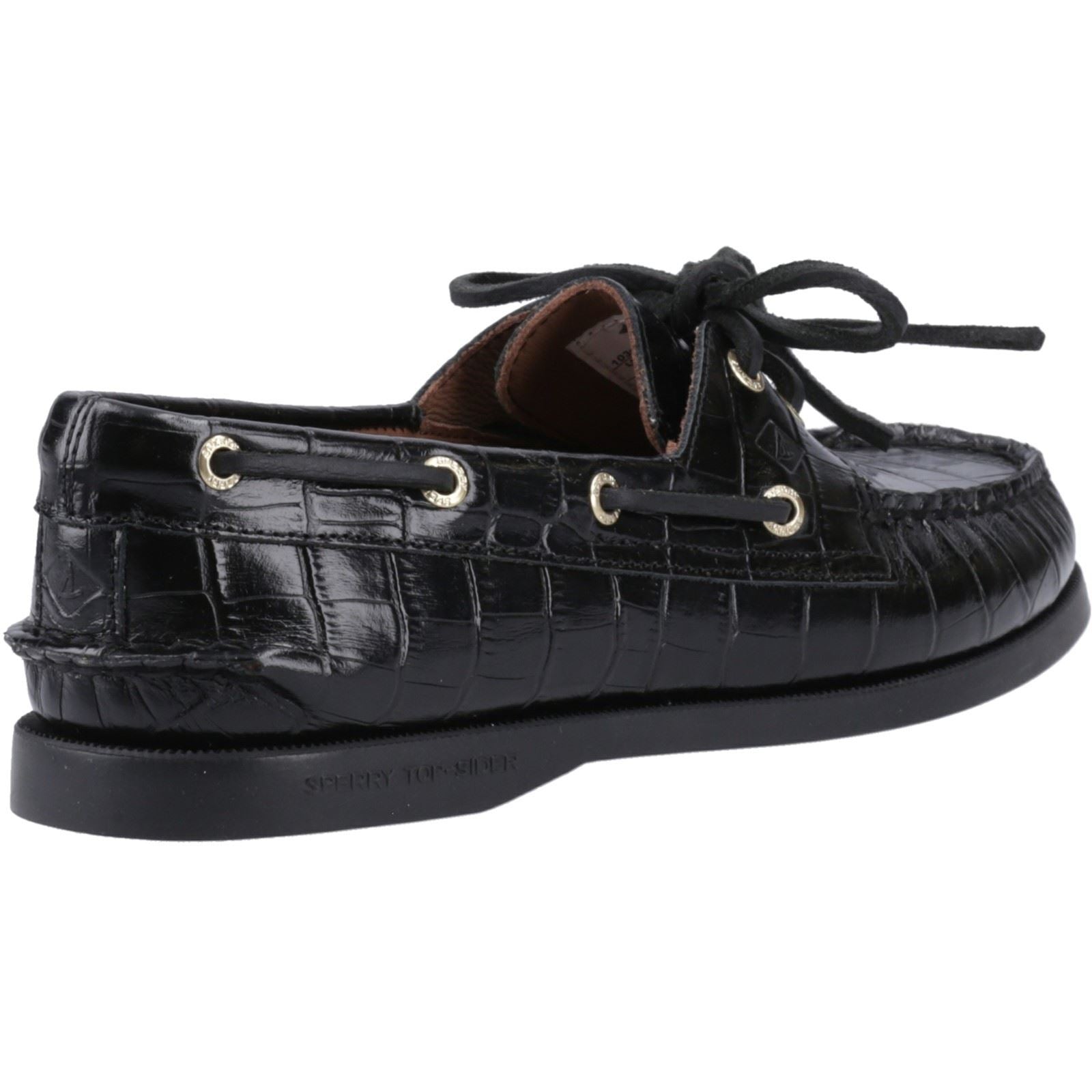 Sperry Authentic 2 Eye Leather Women's Black Boat Shoes