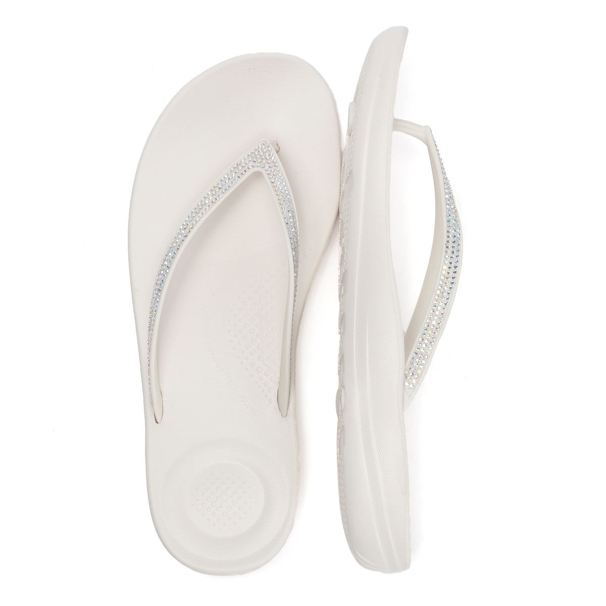 FitFlop Iqushion Sparkle Women's Urban White Flip Flops