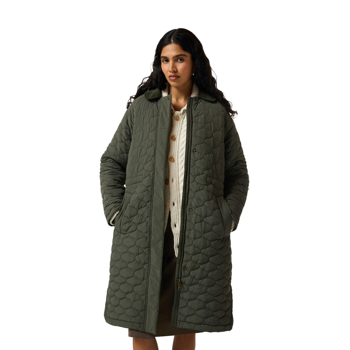 Hunter Somerset Quilted Overcoat Women's Green Quilted Overcoats