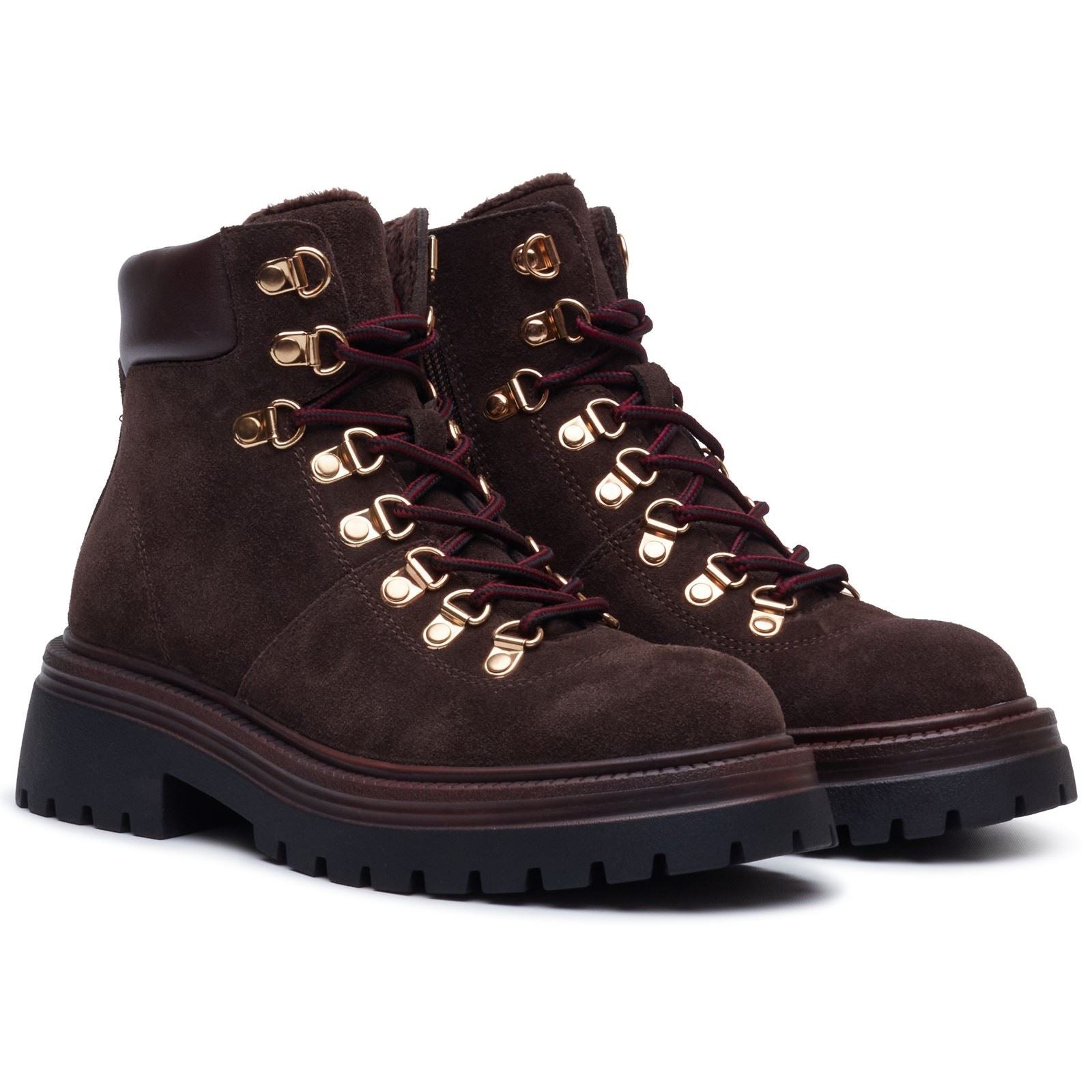 Hush Puppies Robyn Hiker Suede Women's CHOCOLATE Heeled Ankle Boots