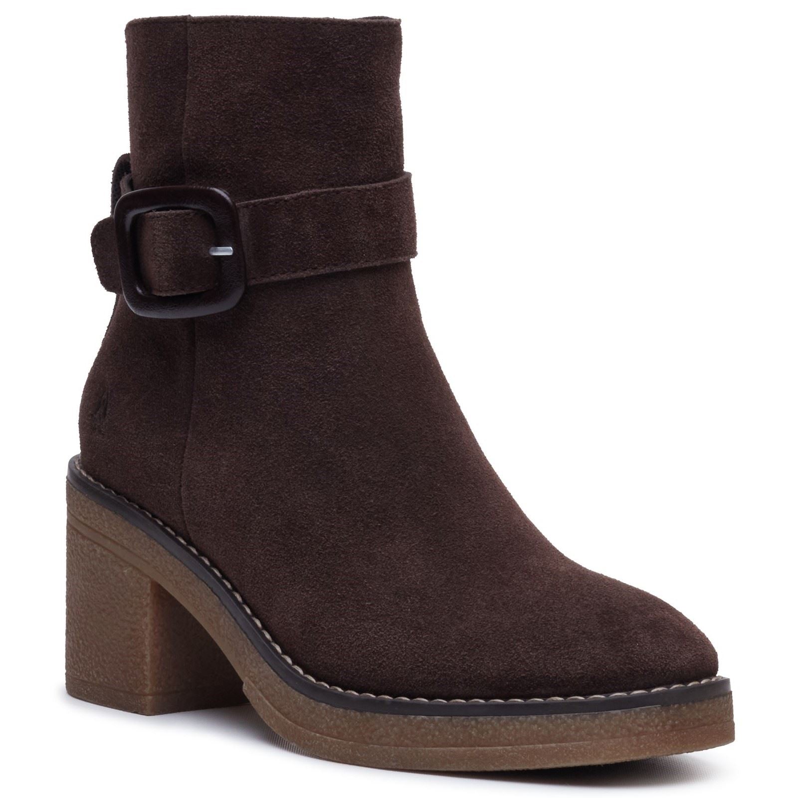 Hush Puppies Fearne Suede Women's Chocolate Heeled Ankle Boots