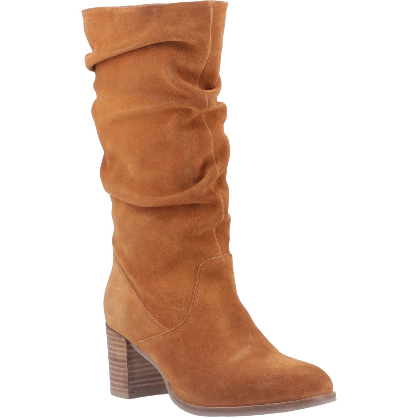 Hush Puppies Cosima Suede Women's Tan Heeled Knee High Boots
