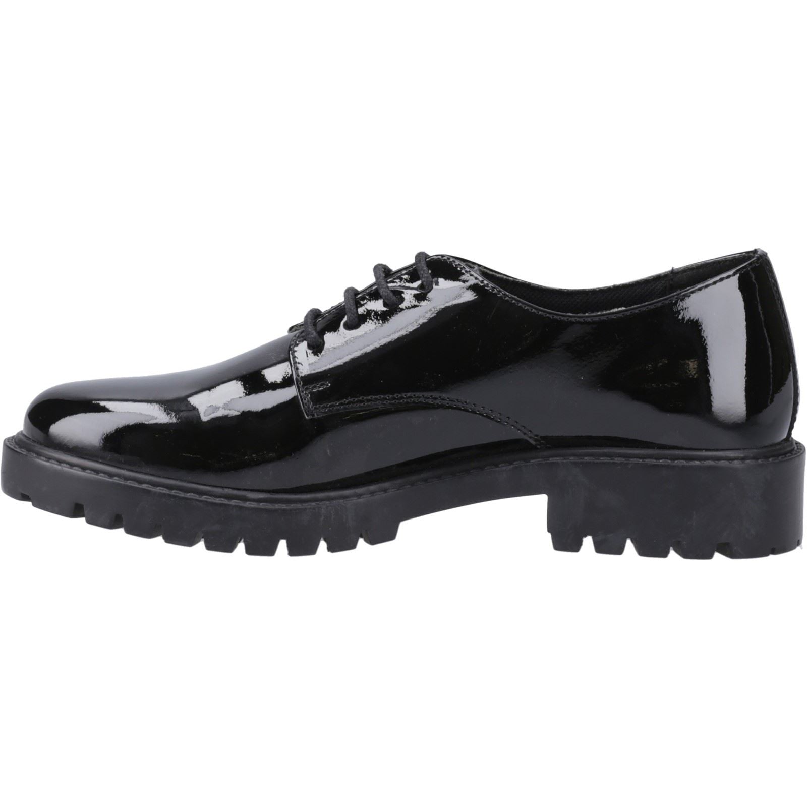 Hush Puppies Aubrey Leather Junior Girl's Black Derby Shoes