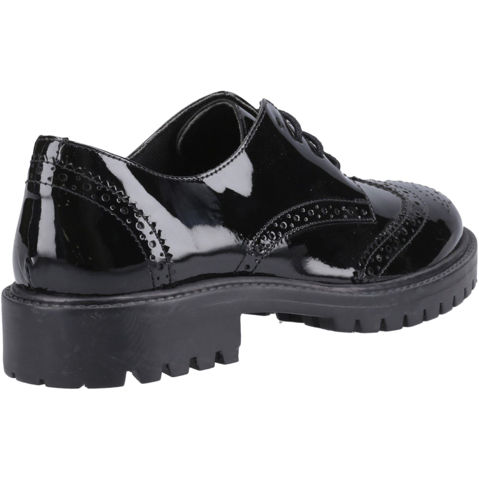 Hush Puppies Athena Patent Leather Youth Girl's Black Brogues