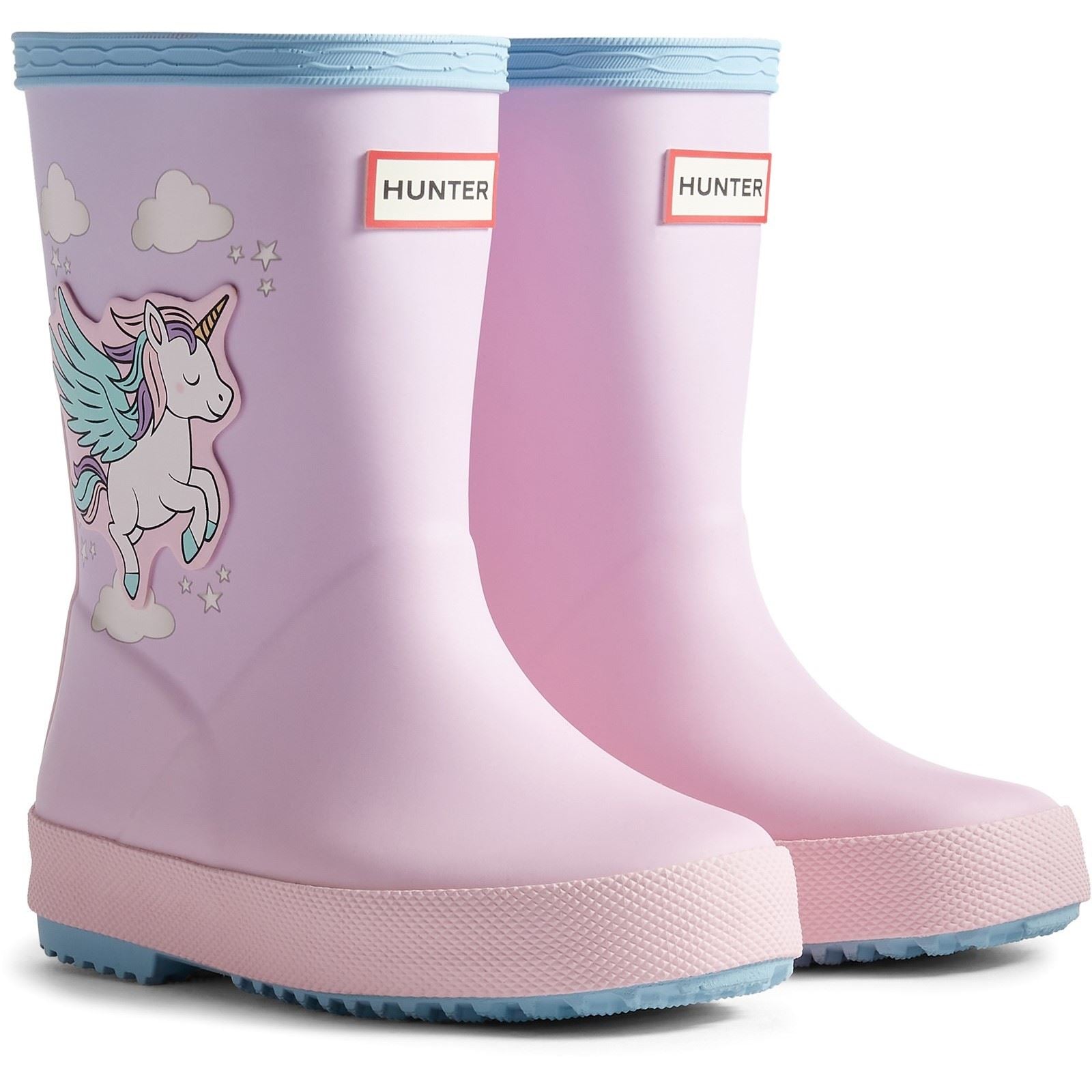 Hunter Kids First Unicorn Print Boot Rubber Girls's Blue Frost/ Parfait Pink Wellington Boots