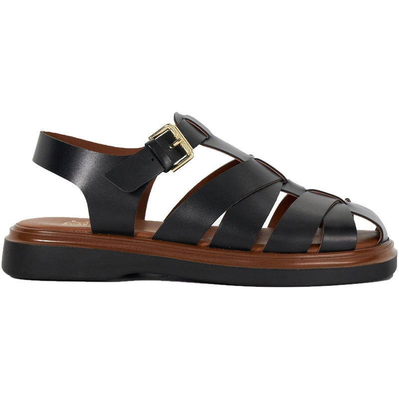 Dune Lisherman Leather Women's Black Sandals