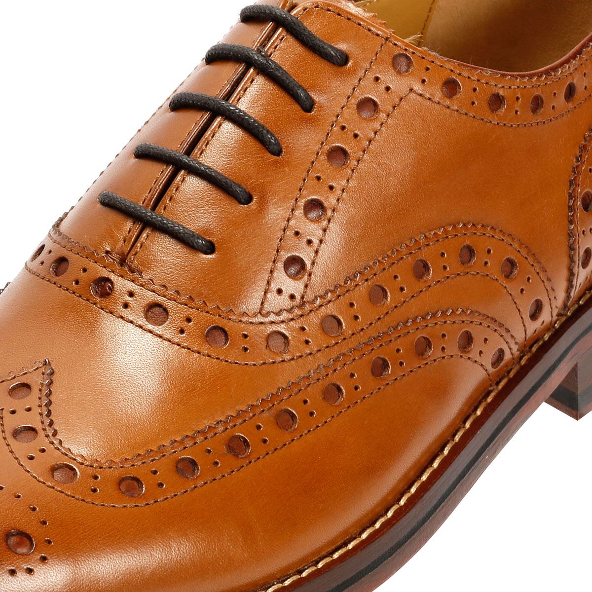 Chapman & Moore Oxford Brogue Leather Men's Tan Burnish Shoes