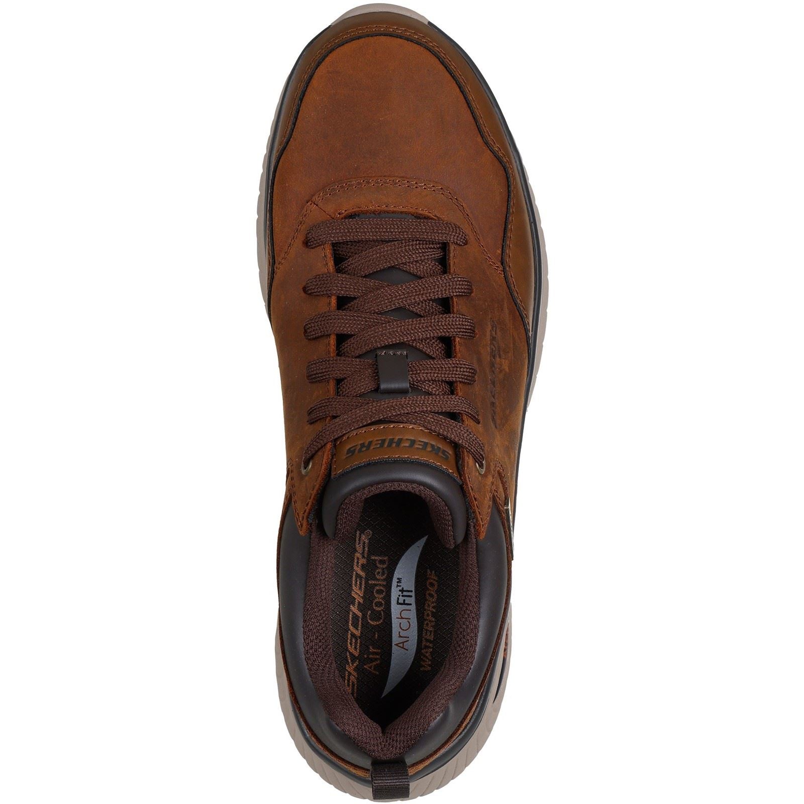 Skechers Arch Fit Crosser Ronaldo Leather Men's Dark Brown Leather Lace-Up Shoes