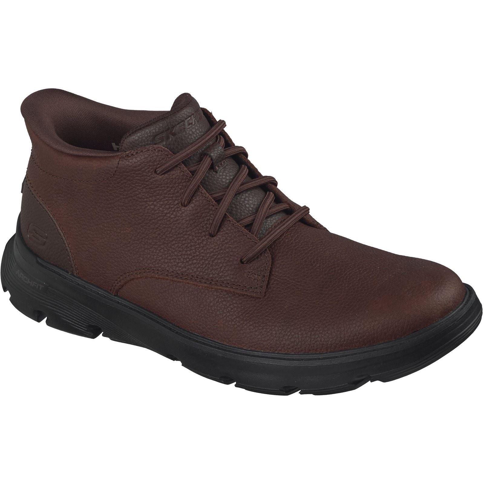 Skechers Arch Fit Garza Ridley Leather Men's Brown Ankle Boots