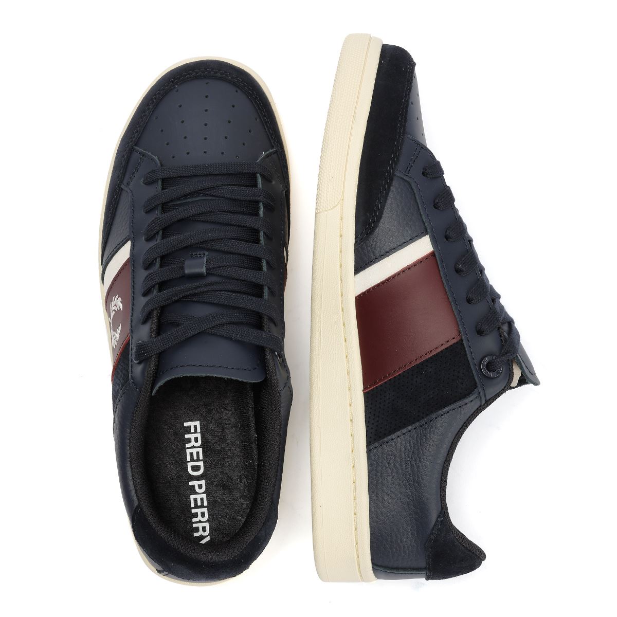 Fred Perry B725 Leather Suede Men's Navy/Ecru/Oxblood Trainers
