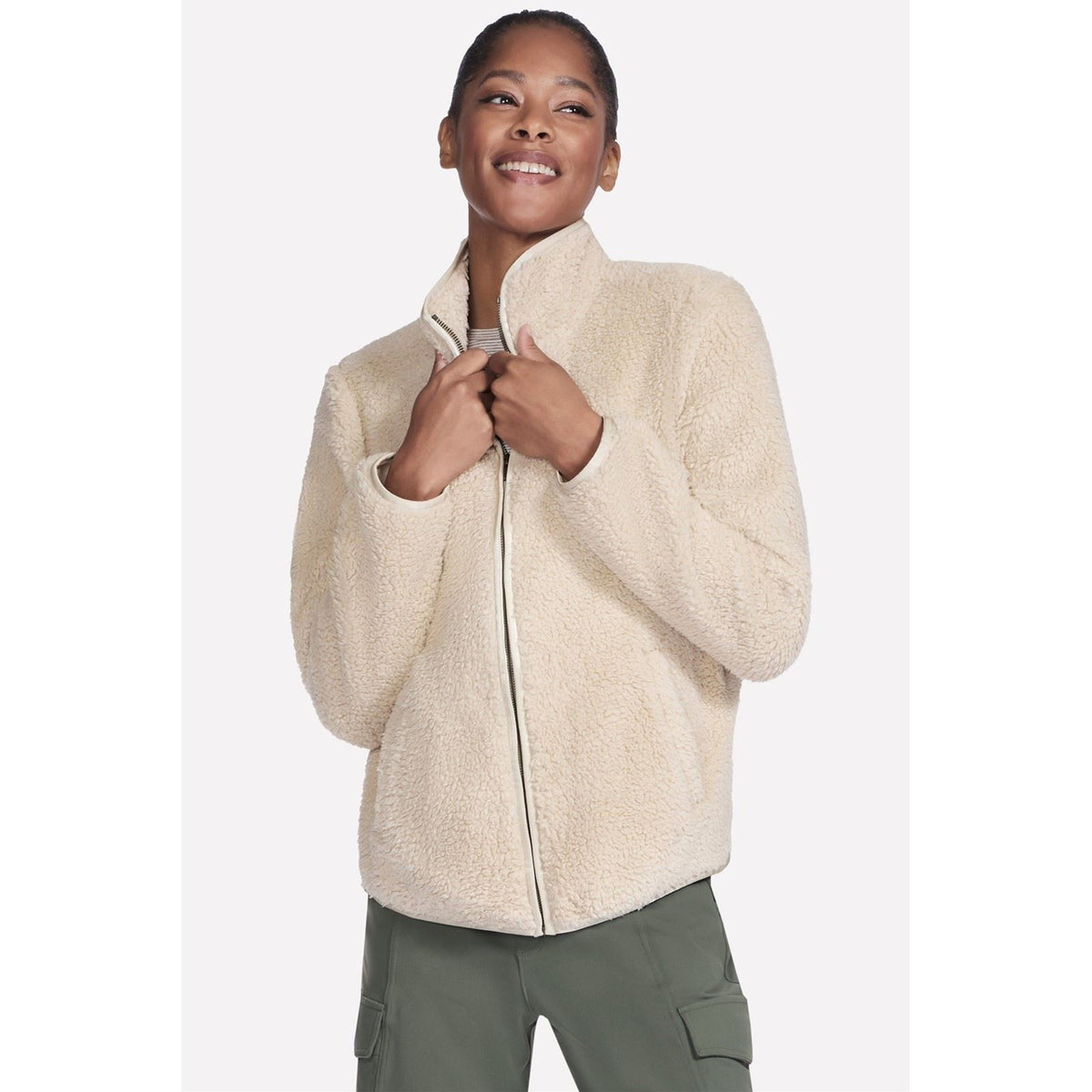 Skechers Skech-Sherpa Jacket Women's Natural Fleece Jackets