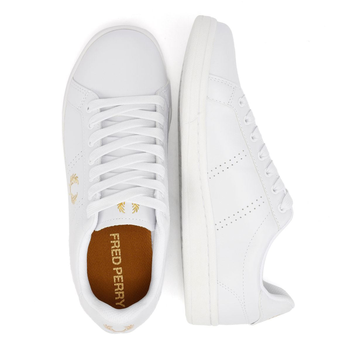Fred Perry B721 Leather Men's White/Metallic Gold Trainers