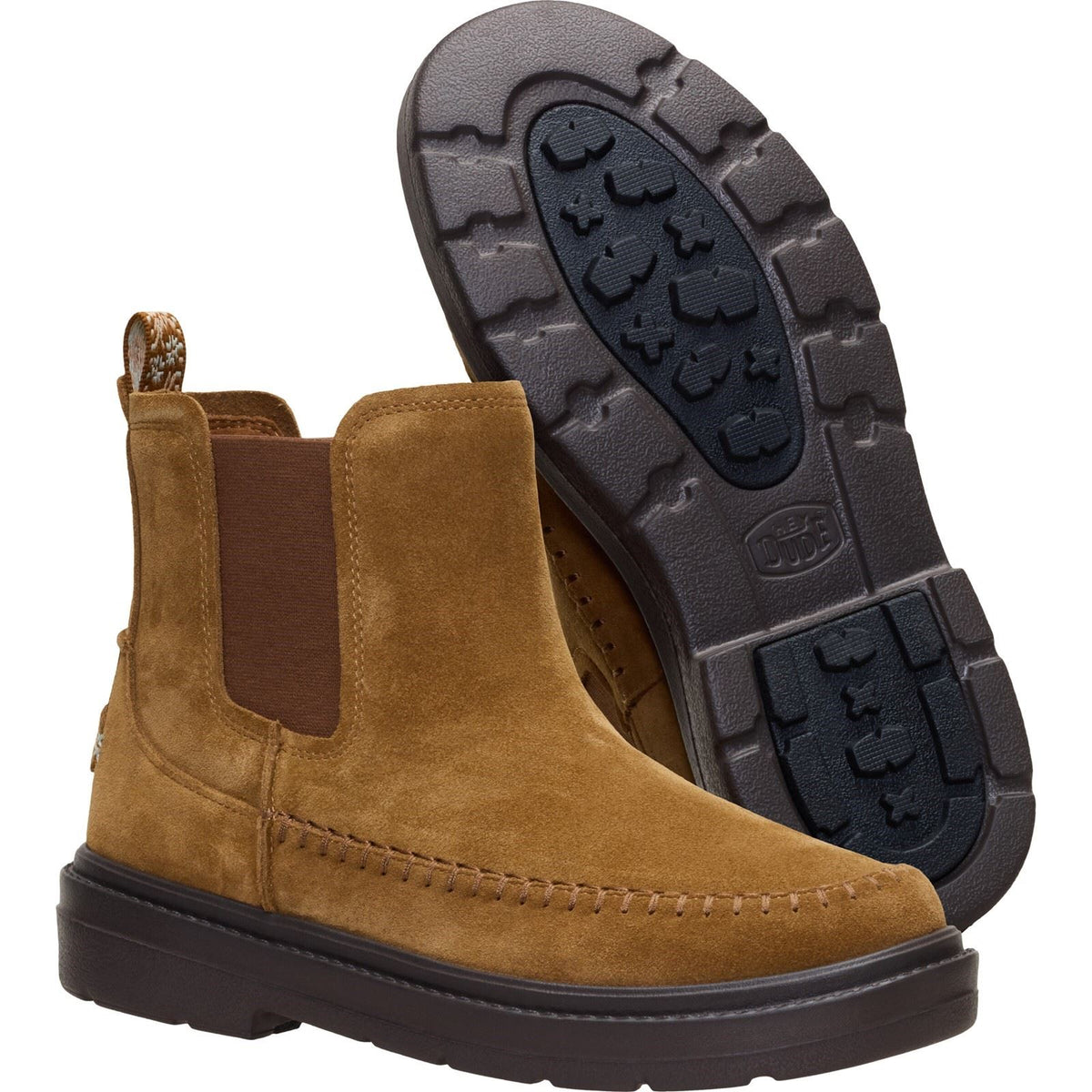 HEYDUDE Sienna Leather Women's Cognac Flat Chelsea Boots