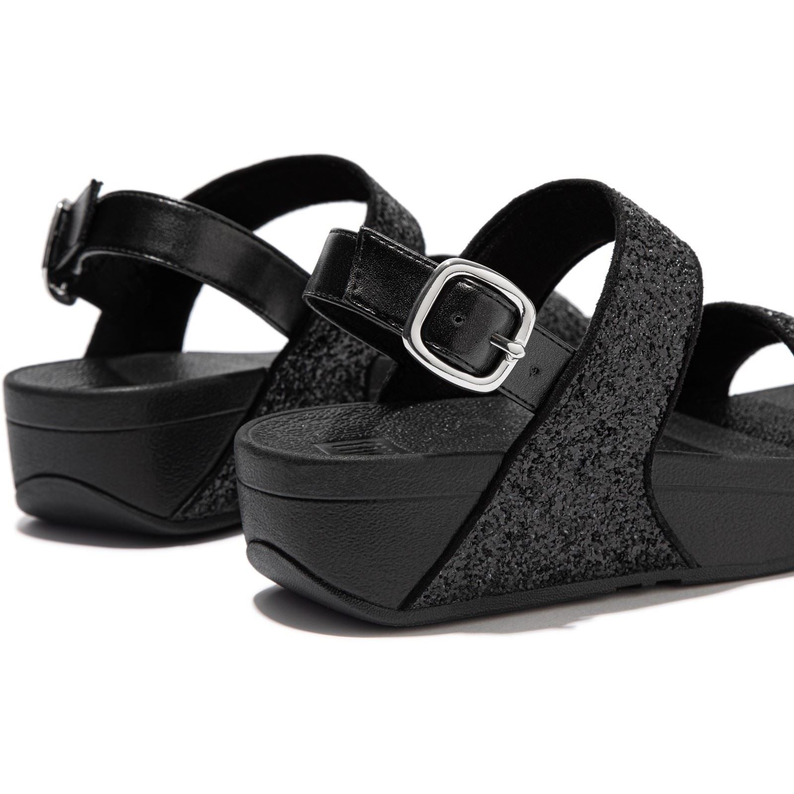 Fitflop Lulu Glitter Polyurethane Women's Black Glitter Sandals