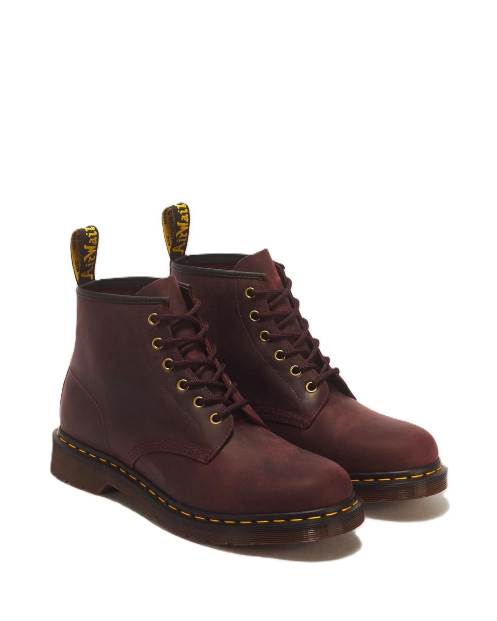 Dr. Martens 101 6 Eye Crazy Horse Leather Cherry Red Boots