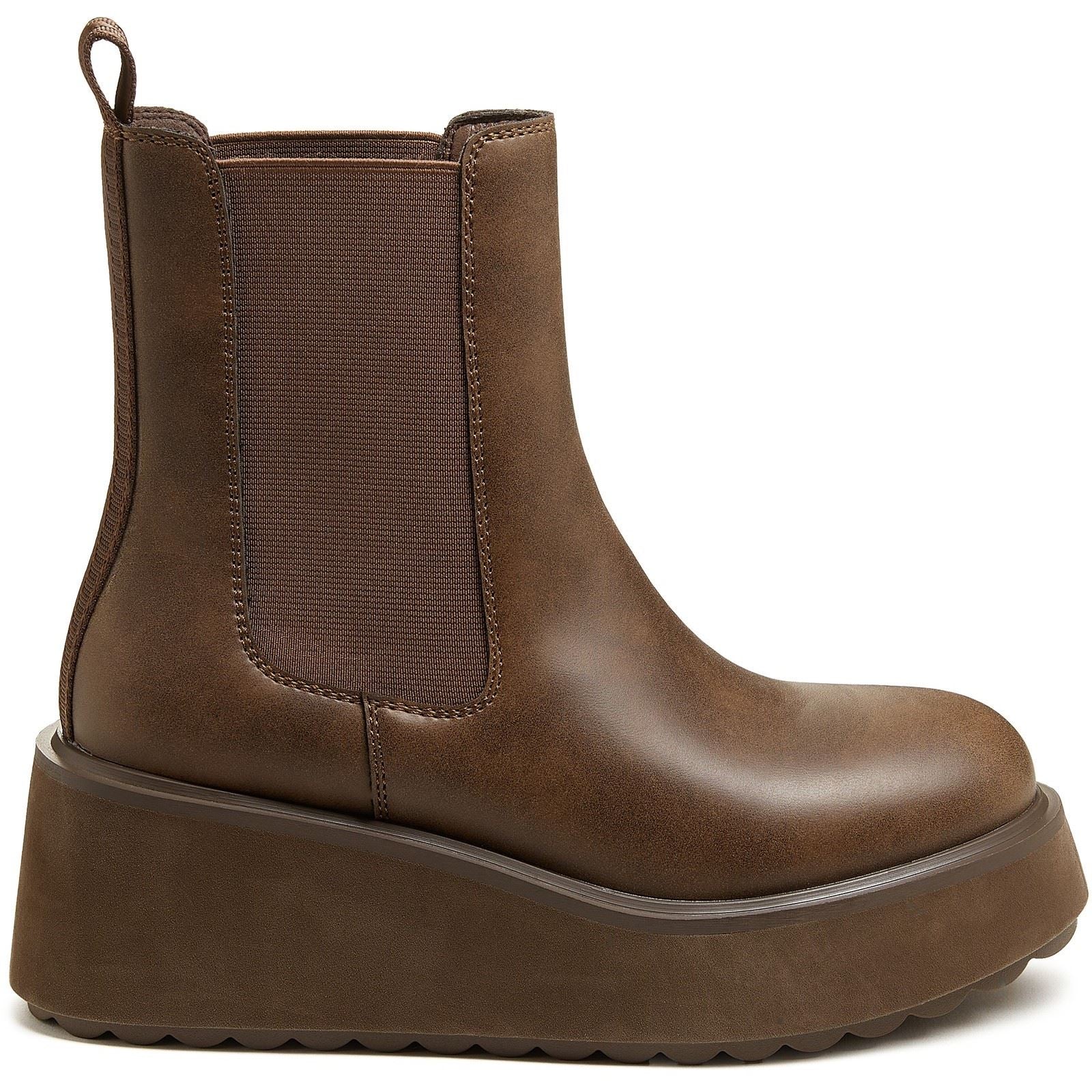 Rocket Dog Heyday Synthetic Women's Dark Brown Flat Chelsea Boots