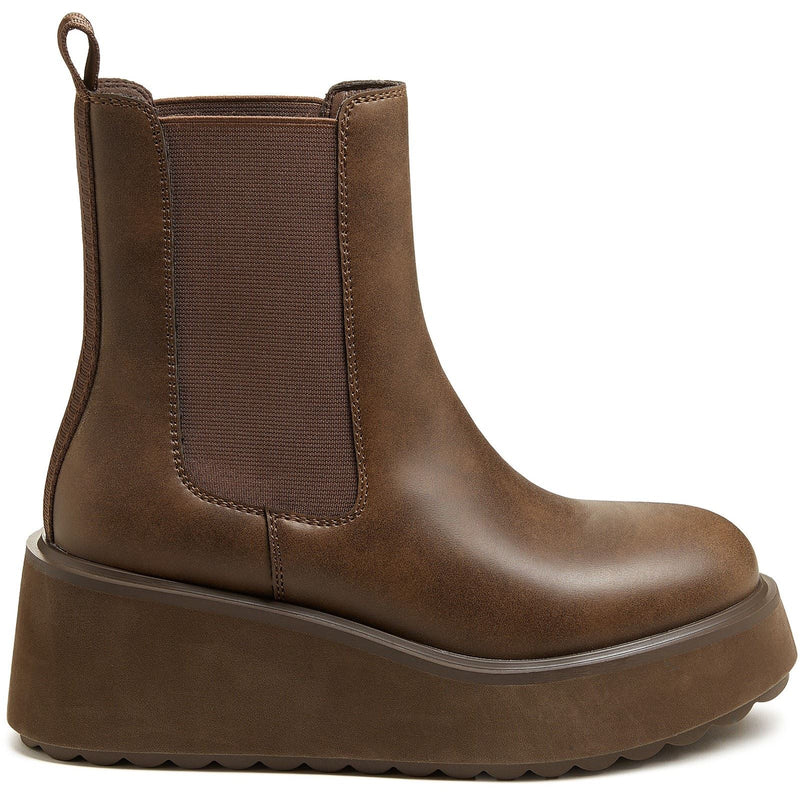 Rocket Dog Heyday Synthetic Women's Dark Brown Flat Chelsea Boots