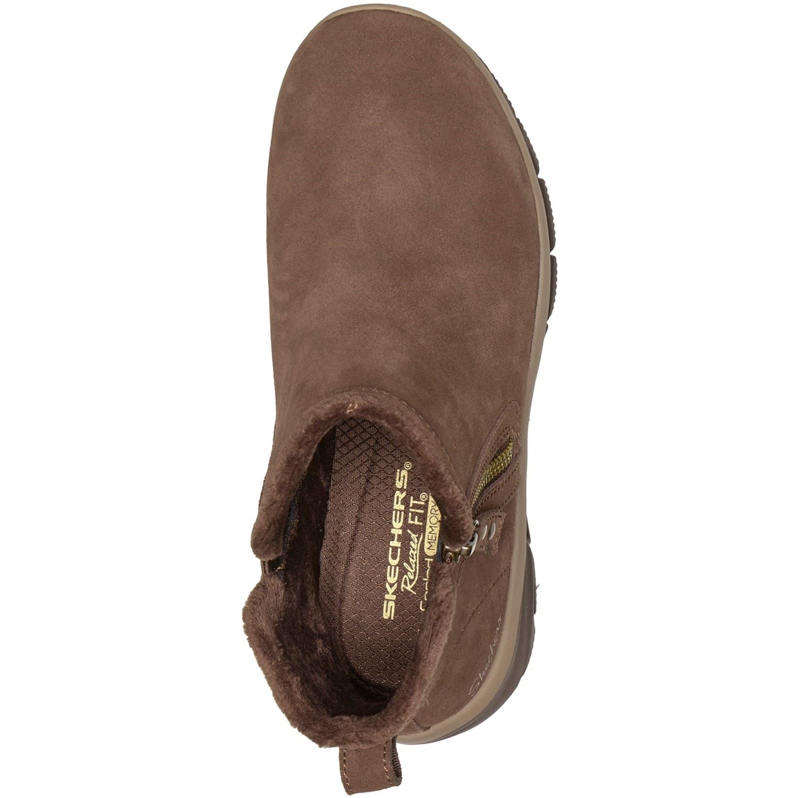 Skechers Easy Going Urban Zip Leather Women's Chocolate Boots