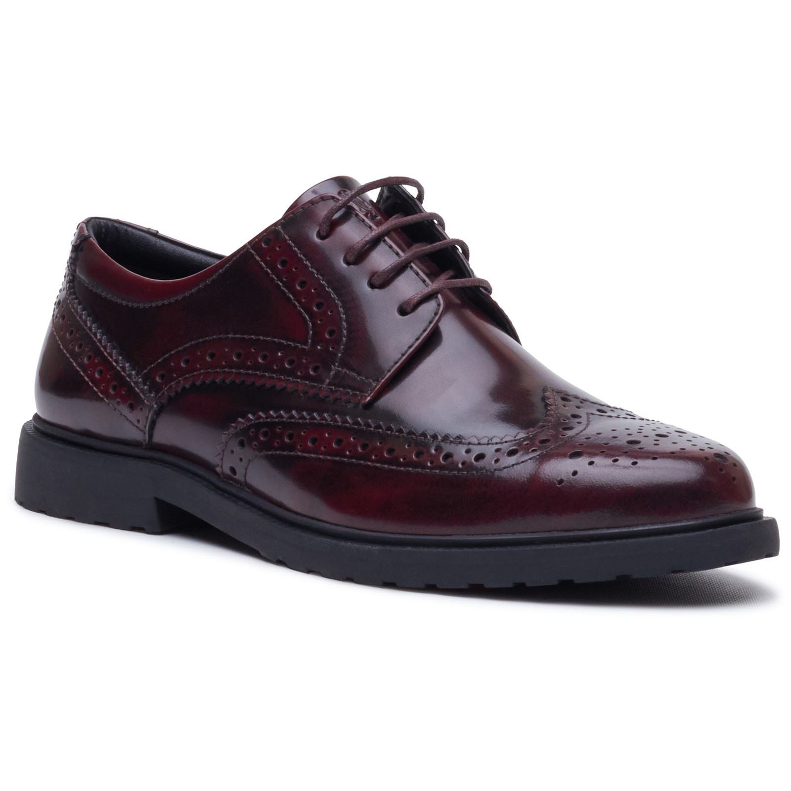 Hush Puppies Verity Hi-Shine Leather Women's Plum Brogues Shoes