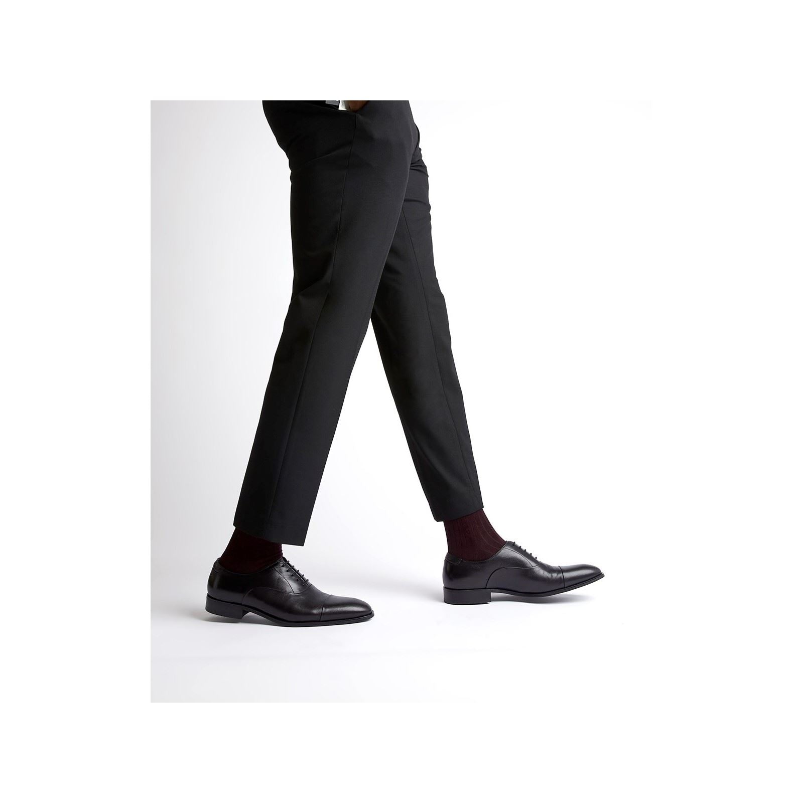 Dune Secrecy Leather Men's Black Oxford Shoes