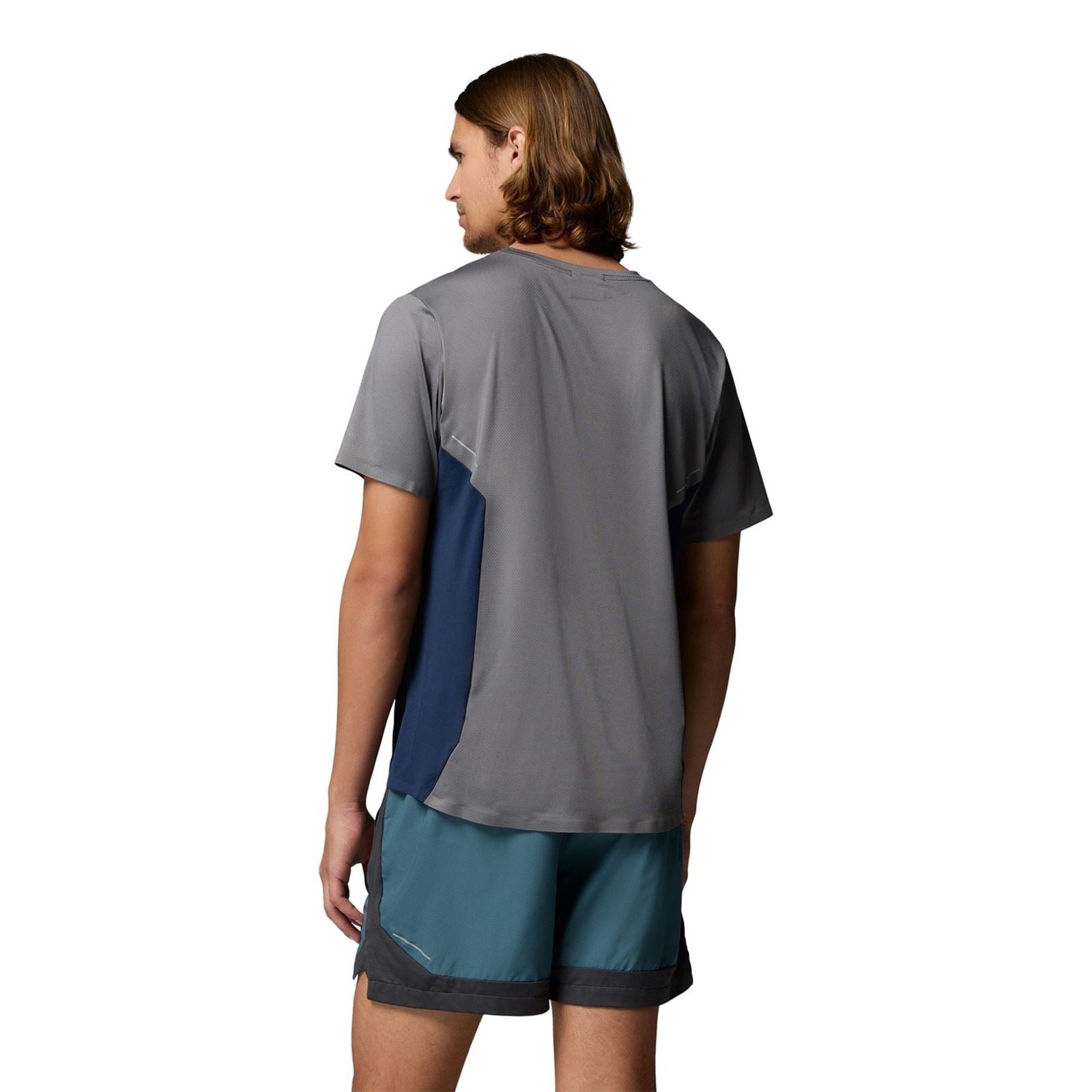 Columbia Three Pitch SS Crew Polyester Men's Grey Activewear T-Shirts