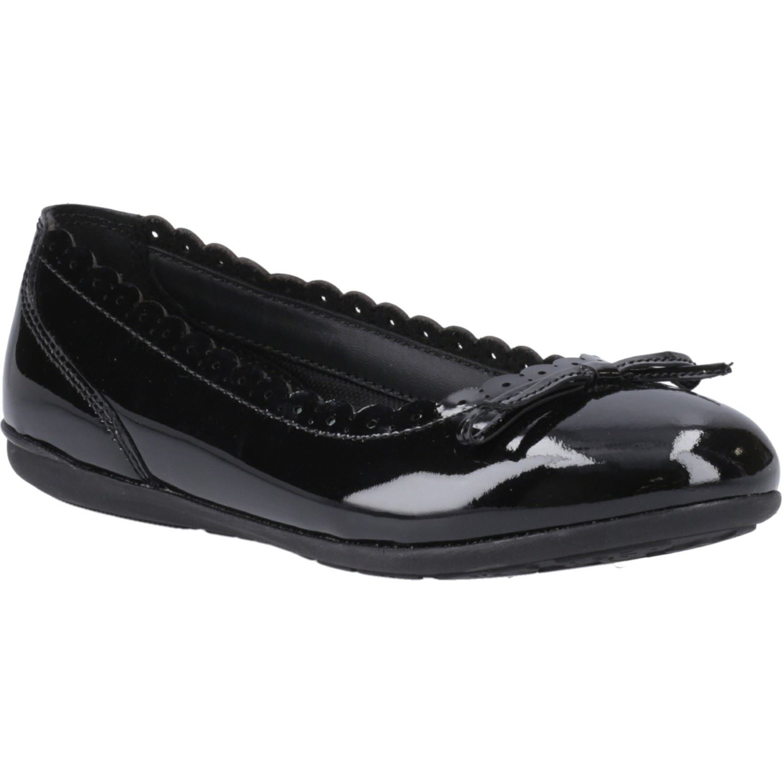Hush Puppies Lillie Ballerina Patent Leather Junior Black Ballet Flats