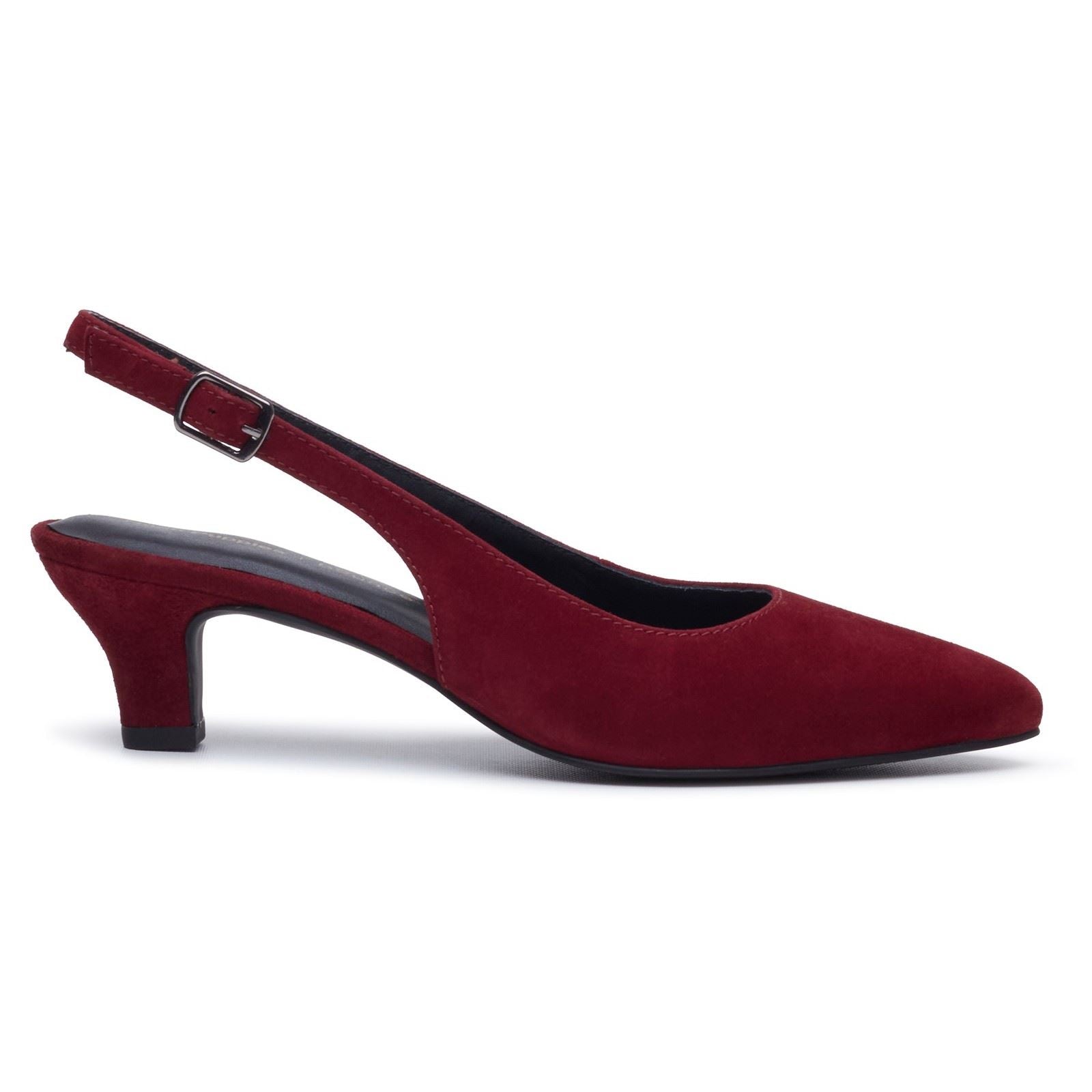 Hush Puppies Nahla Buckle Kitten Heel Women's Bordeaux Pointy Slingback Shoes