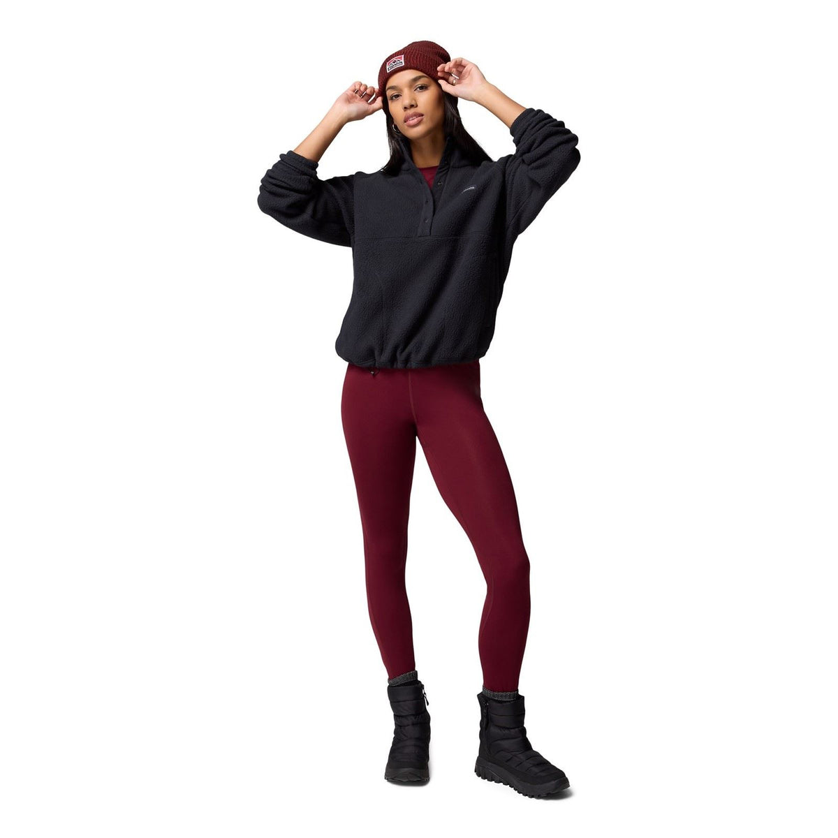 Columbia Jasper Ridge Pebbled Fleece Half Snap Polyester Women's Black Fleece Pullover