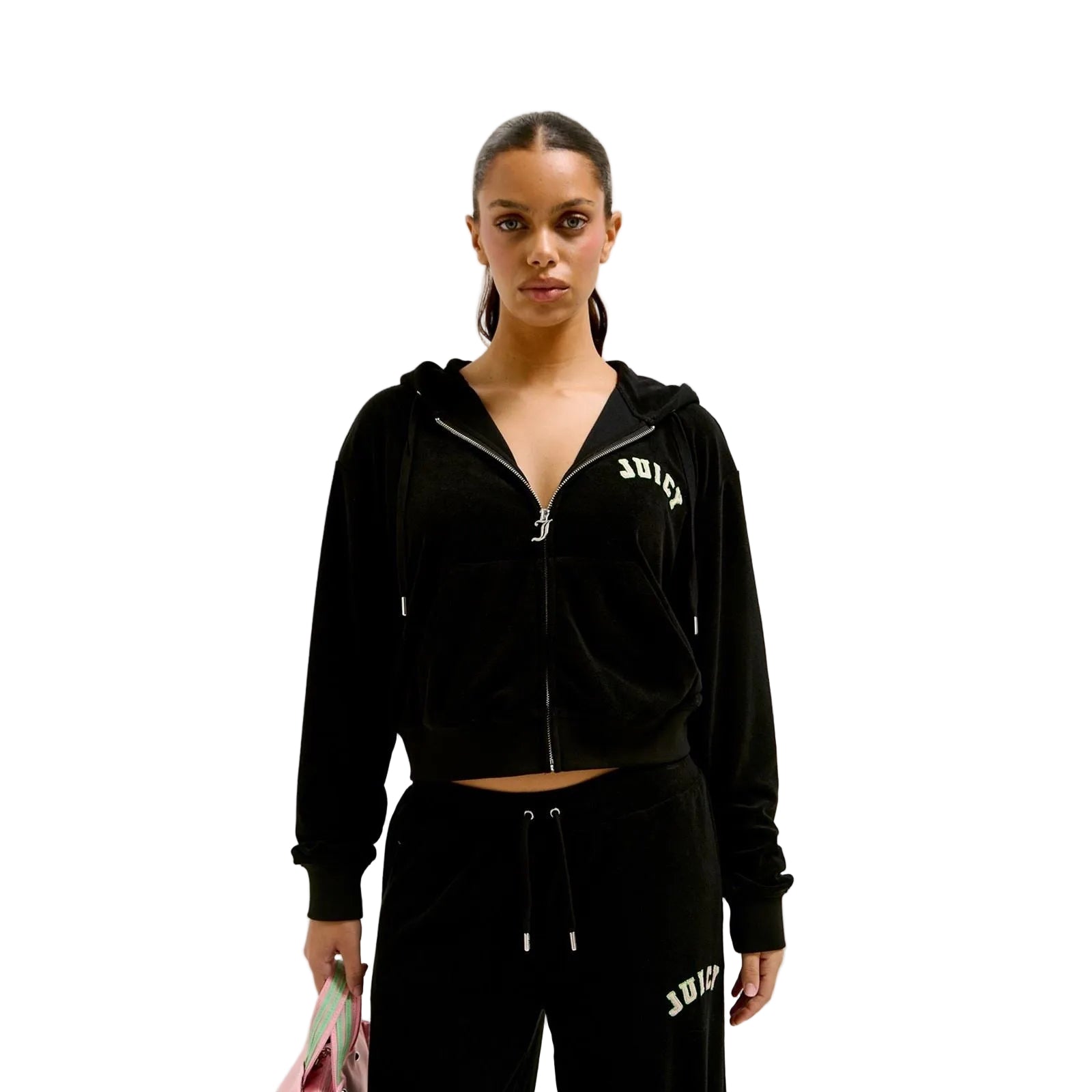 Juicy Couture Nala Cotton Women's Black Hooded Sweatshirt