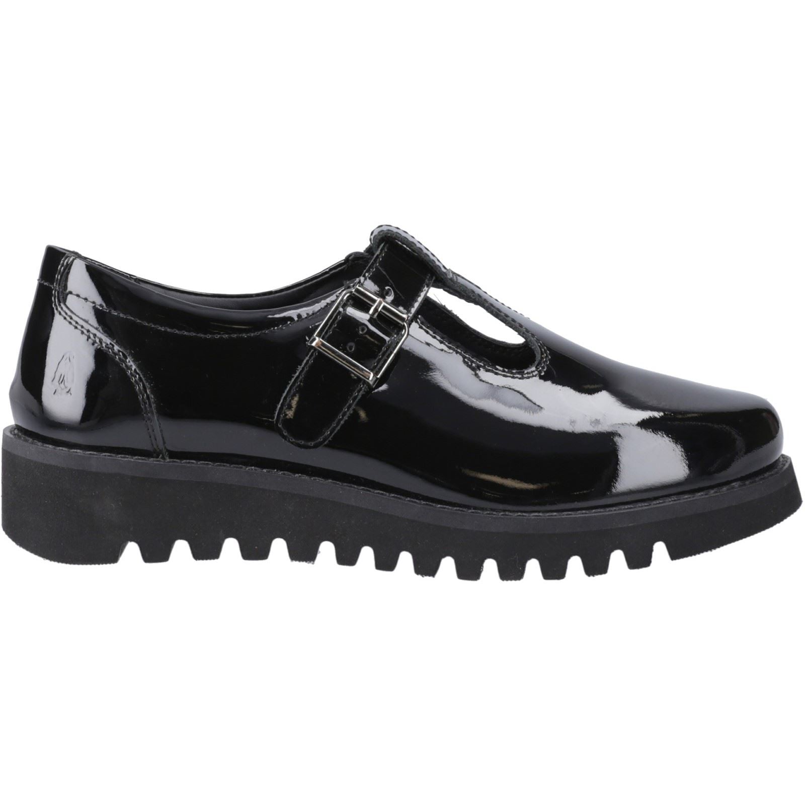 Hush Puppies Florrie T-Bar Leather Youth Girl's Black Shoes