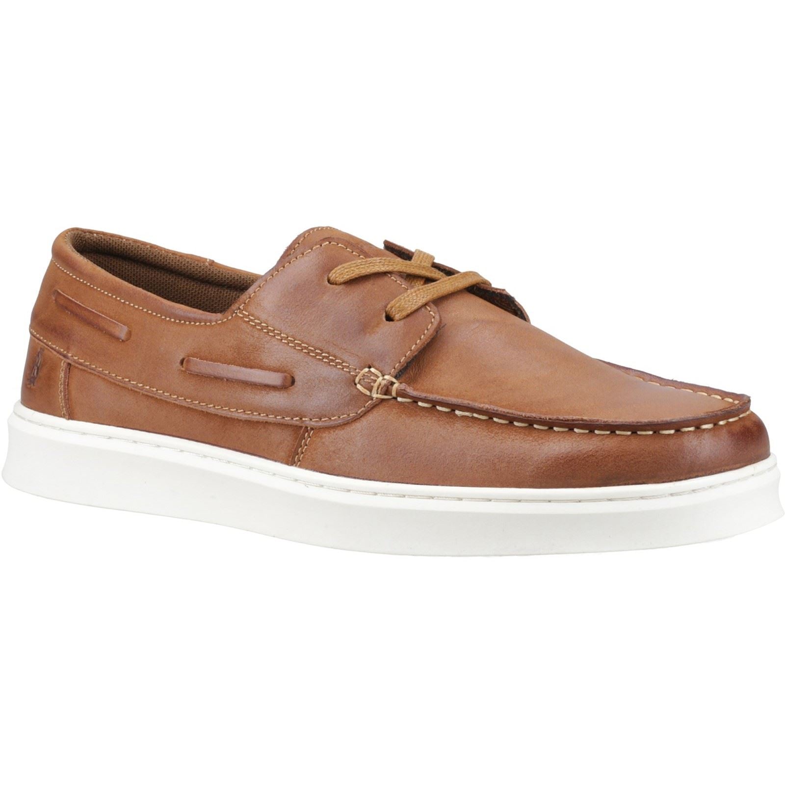 Hush Puppies Madden Boat Shoe Leather Men's Tan Boat Shoes
