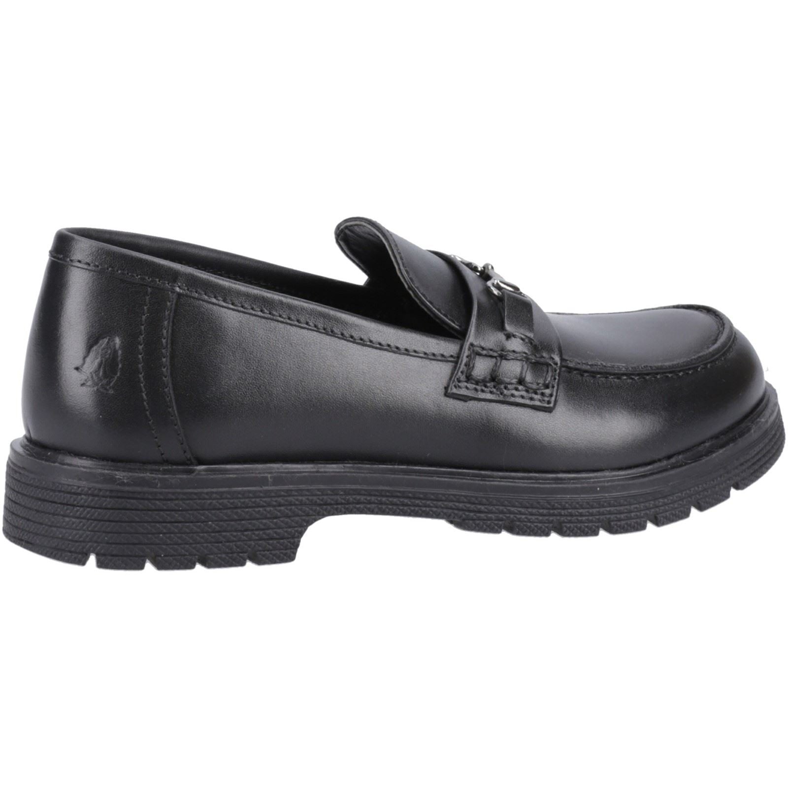 Hush Puppies Lydia Leather Youth Girl's Black Loafers