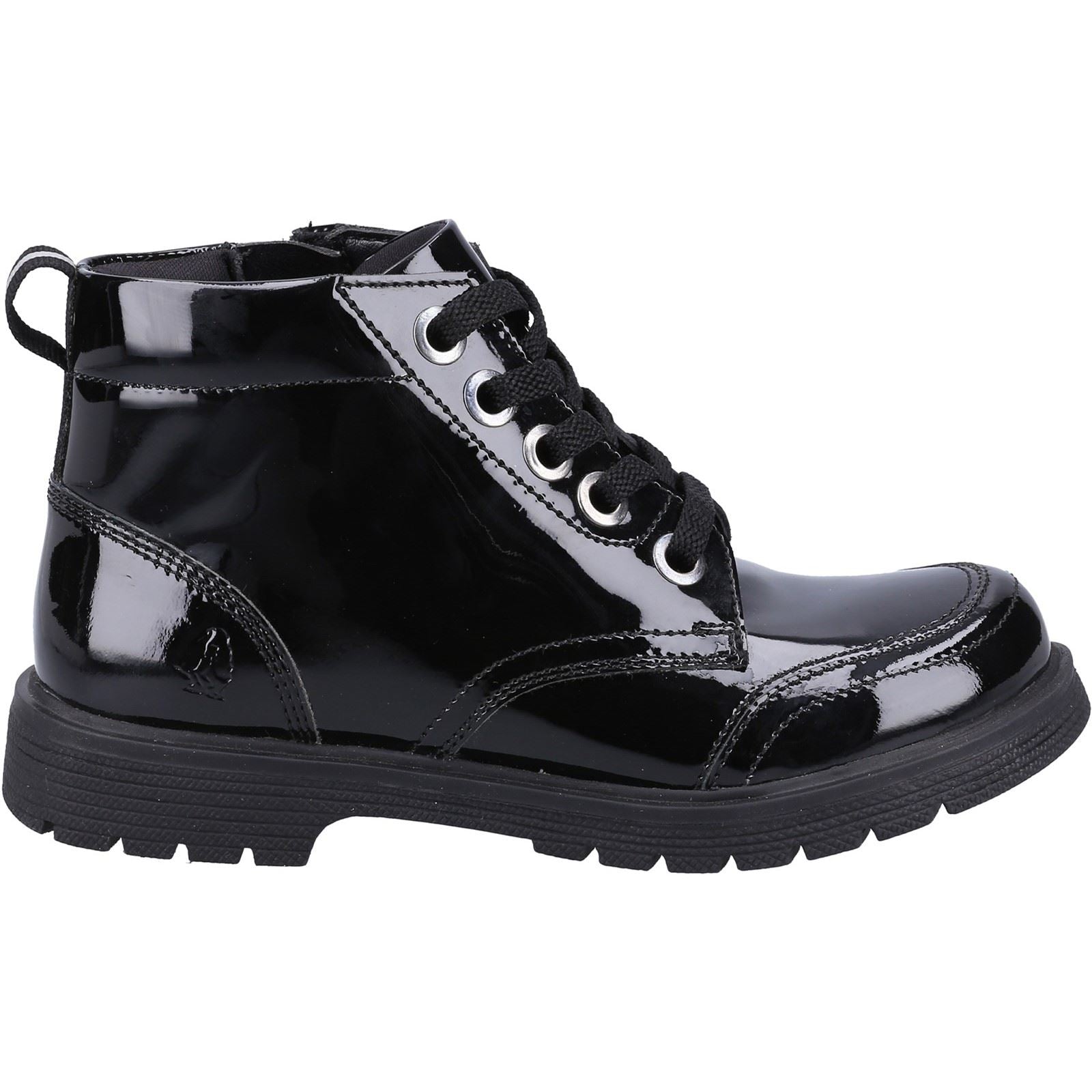 Hush Puppies Jolie Patent Leather Junior Black Boots