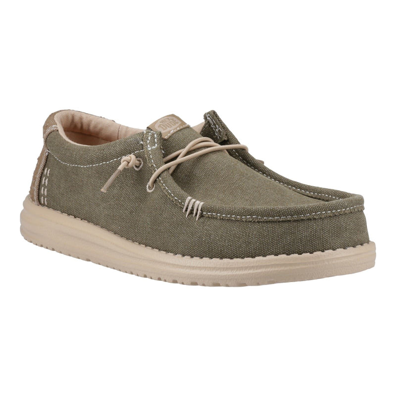 HEYDUDE Wally Workwear Synthetic Blend Men's Dusky Green/Irish Cream Moccasins Shoes