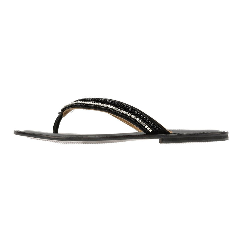 Tower London Metallic Bead Thong Women's Black Sandals