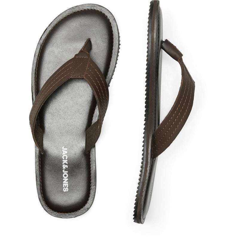 Jack & Jones Washton Leather Men's Brown Stone Flip Flops