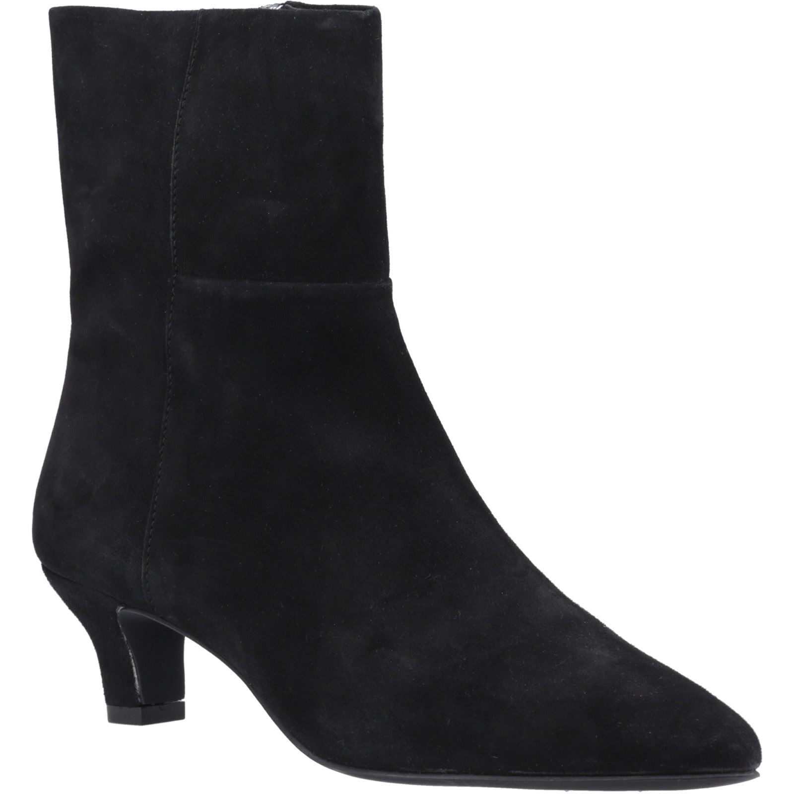 Hush Puppies Nahla Heel Leather Women's Black Heeled Ankle Boots