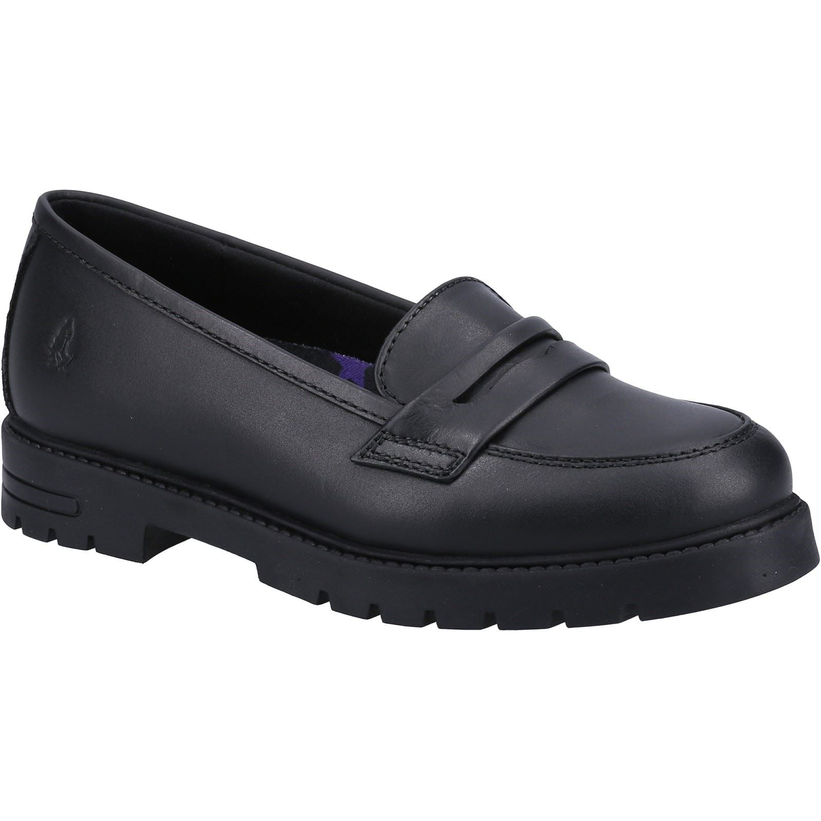 Hush Puppies Hazel Loafer Leather Youth Girl's Black Loafers