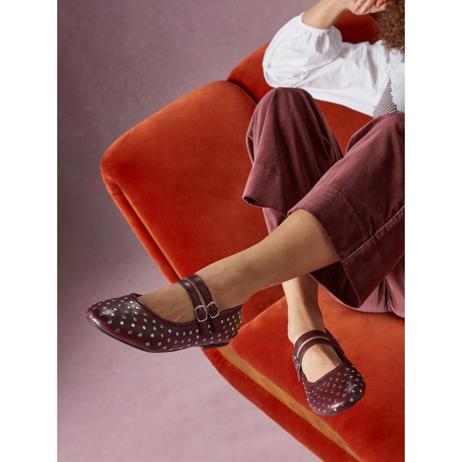 Hush Puppies Nixie Leather Women's Plum Flats